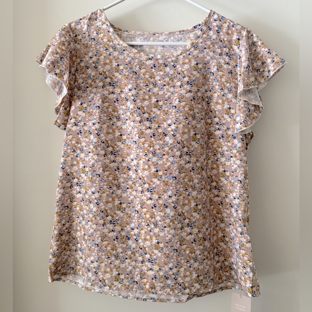 NWT SHEIN Emery Rose Flutter Sleeve Top